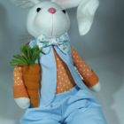 Coelho De Pelúcia Sentada Azul E Laranja Com 46cm | Decoração